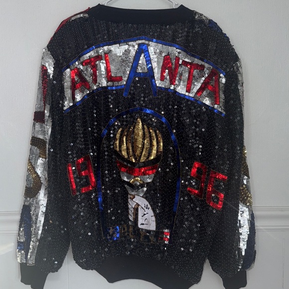 Vintage Jackets & Blazers - Vintage USA Olympics Atlanta 1996 Sequin Americana Style Zip Up Varsity Jacket